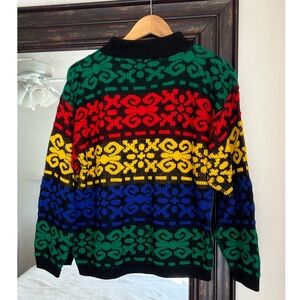 Vintage 80s Justin Allen Acrylic Colorful Sweater